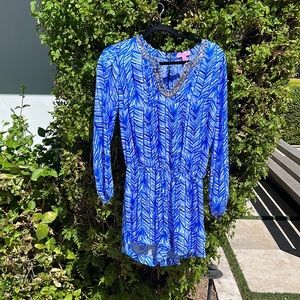 Lilly Pulitzer Embellished Colby Romper Lapis Blue Costa Verde -Size XS